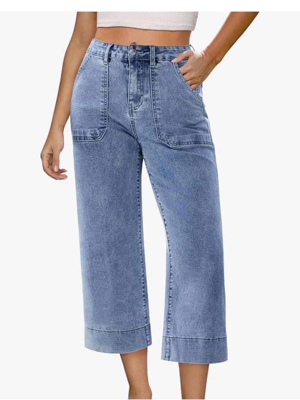 Capri Jeans for Women High Waisted Wide Leg